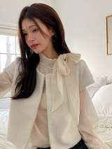 [SHOPPERMADE] スノーヘアリーショートスリーブファーカーディガン