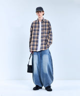 87-STAN088 Hab Vintage OverFit Pocket Long-Sleeved Check Shirt