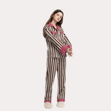 ストロベリー ミルク ローズ & ココア ストライプ パジャマ セット - 100% Cotton Sleepwear