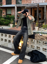 Owen Vintage Back Banding Side Cut Wide Denim Pants