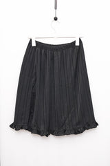 Satin Frill Midi Skirt (Black)