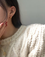 (silver925) Two line one touch earrings *gold