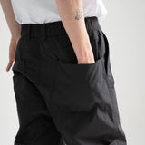 Poly Cotton RIB Track Zip Pants - BLACK