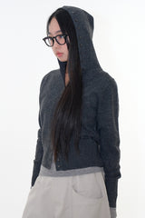 Button hood cardigan