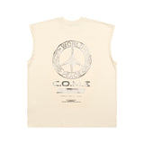 [UNISEX] WORLD PEACE Oversized Raw Edge Sleeveless T-Shirt (Beige)
