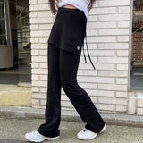 LAYERED STRING SKIRT PANTS [BLACK]