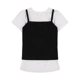 3-WAY LETTERING CORSAGE TEE (BLACK) F25QB106