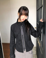 ベルコボートネックストライプシャーリング7スリーブTシャツ