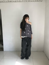 ダブルピンタックパンツ (チャコール)