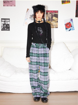 Plaid thickened woolen casual trousers