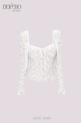 White Daisy flare cardigan two-piece(SET)