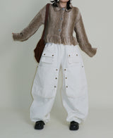 Kuro banding snap pocket wide fit washed pants