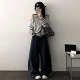 New V Unbalanced Off-Shoulder Snap Strap Sweatshirt