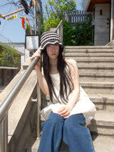 Stripe Cotton beanie-Black