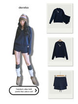 Twisted collar knit pants two-piece set
