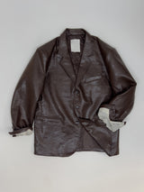 [unisex] Crack Single Leather Over Fit Jacket