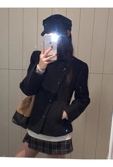 ロイヤルブラックハイネックウールジャケット