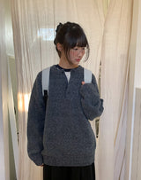 [unisex] Hindley Boucle Henley Neck Over Knit