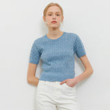 CABLE HALF KNIT SKY BLUE