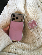 Dotwing Magsafe Silver Glass Bumper Case(Pink)
