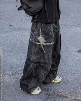 Fringe Balloon Cargo Denim Pants