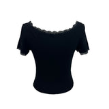 🤍ミストリボンレースVネックショートスリーブTシャツ(2 colors)