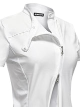  CURVED ZIP-UP SHIRT WITH LAYER . WHITE