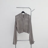 Bonhe See-Through Knit Hooded Zip-Up