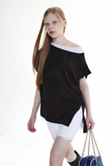 UNBALANCED LAYERED SLEEVELESS (BLACK)