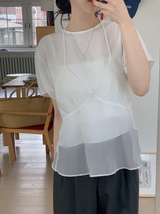 [SHOPPERMADE] ホルターネックレイヤードスリーブレスブラウス (3color)