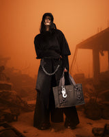 HIERARCHY STUDIOS ENE - Grey Metal Plate Stud Tote Bag