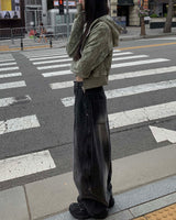 Wrap denim balloon pants