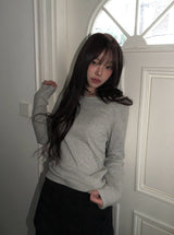 アンプボートネックピーチ長袖Tシャツ
