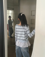 Moem Jen ストライプ Vネック ニット
