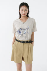 ギャラクシーVネックTシャツ_ライトベージュ
