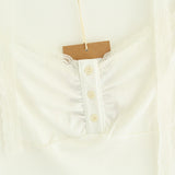 Lace Button Shirring Strap T-Shirt 231330508