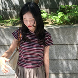 Lina Striped Cap Sleeve Short Sleeve T-Shirt 2 Colors