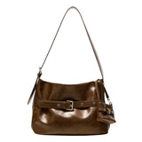 [SET] Medium Buckle Hobo Shoulder Cross Bag _ Brown