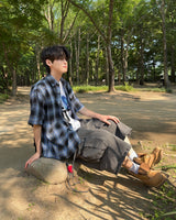 Swallow short-sleeved check shirt