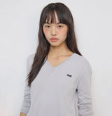 Lace V-neck Knit_gray
