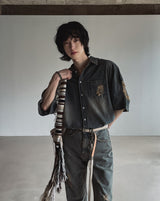 Summer shea damage washed denim half shirt