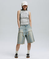 DOODLE TWO TONE KNIT VEST_WH