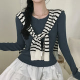 [Bellidmade/5color]リナ ラウンドネック リブ ロングスリーブ Tシャツ