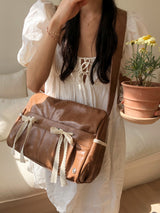 Ribbon duffel bag_caramel brown