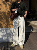 Angora semi-cropped collar cardigan