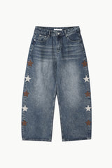 Star side patch denim pants