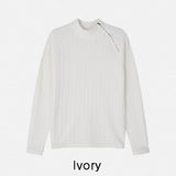 Linked Shoulder Zipper Ribbed Half-Neck Knit