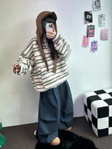 TWO PINTUCK RIVET BELT BALLOON LONG PANTS 🤎🖤💙3COLOR