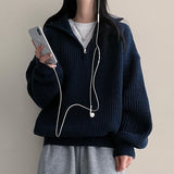 Hazenデイリーハイネックジップアップニット