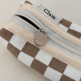 Clam round pencilcase _ Checkerboard mocha